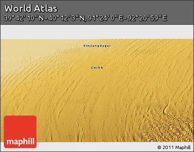 Physical 3D Map of the Area around 39° 57' 6" N, 91° 52' 30" E