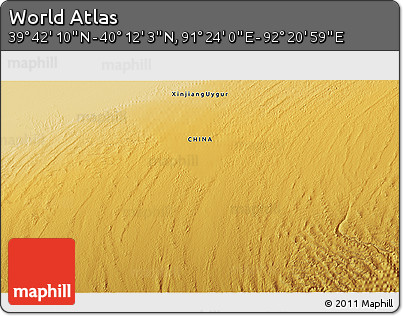 Physical 3D Map of the Area around 39° 57' 6" N, 91° 52' 30" E