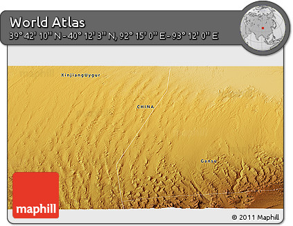 Physical 3D Map of the Area around 39° 57' 6" N, 92° 43' 29" E
