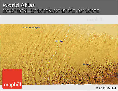 Physical 3D Map of the Area around 39° 57' 6" N, 92° 43' 29" E