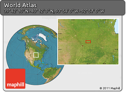 Satellite Location Map of the Area around 39° 57' 6" N, 93° 25' 30" W