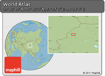 Savanna Style Location Map of the Area around 39° 57' 6" N, 94° 25' 30" E