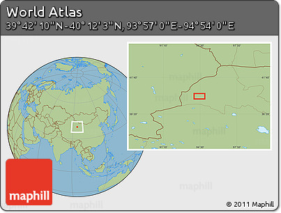 Savanna Style Location Map of the Area around 39° 57' 6" N, 94° 25' 30" E