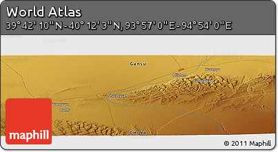 Physical Panoramic Map of the Area around 39° 57' 6" N, 94° 25' 30" E