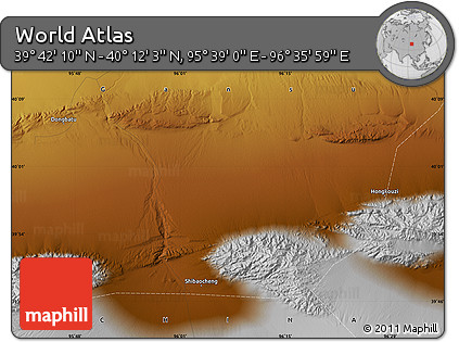 Physical Map of the Area around 39° 57' 6" N, 96° 7' 30" E