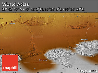 Physical Map of the Area around 39° 57' 6" N, 96° 7' 30" E