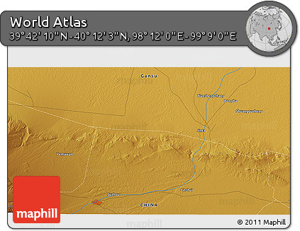 Physical 3D Map of the Area around 39° 57' 6" N, 98° 40' 30" E