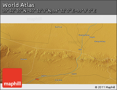 Physical 3D Map of the Area around 39° 57' 6" N, 98° 40' 30" E