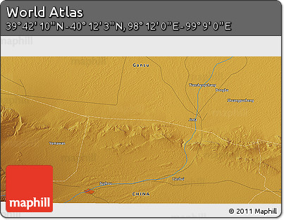 Physical 3D Map of the Area around 39° 57' 6" N, 98° 40' 30" E