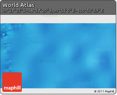 Physical 3D Map of the Area around 39° 12' 22" S, 100° 22' 30" E