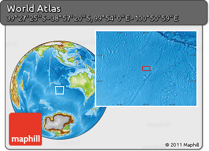 Physical Location Map of the Area around 39° 12' 22" S, 100° 22' 30" E