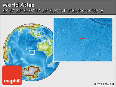 Physical Location Map of the Area around 39° 12' 22" S, 100° 22' 30" E