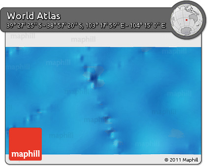 Physical 3D Map of the Area around 39° 12' 22" S, 103° 46' 30" E
