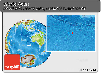 Physical Location Map of the Area around 39° 12' 22" S, 107° 10' 30" E