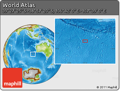 Physical Location Map of the Area around 39° 12' 22" S, 107° 10' 30" E