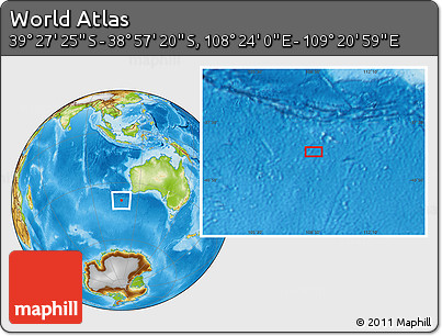Physical Location Map of the Area around 39° 12' 22" S, 108° 52' 30" E