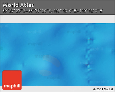 Physical 3D Map of the Area around 39° 12' 22" S, 109° 43' 29" E