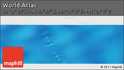 Physical Panoramic Map of the Area around 39° 12' 22" S, 113° 58' 29" E