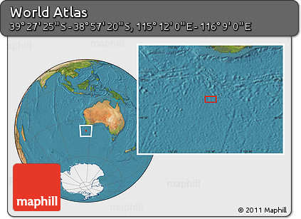 Satellite Location Map of the Area around 39° 12' 22" S, 115° 40' 30" E