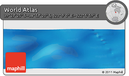 Physical Panoramic Map of the Area around 39° 12' 22" S, 121° 37' 30" E
