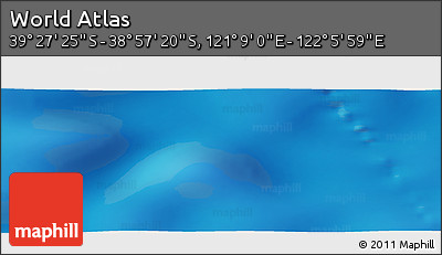 Physical Panoramic Map of the Area around 39° 12' 22" S, 121° 37' 30" E