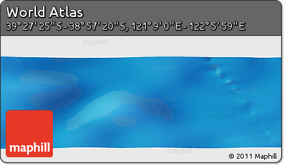 Physical Panoramic Map of the Area around 39° 12' 22" S, 121° 37' 30" E