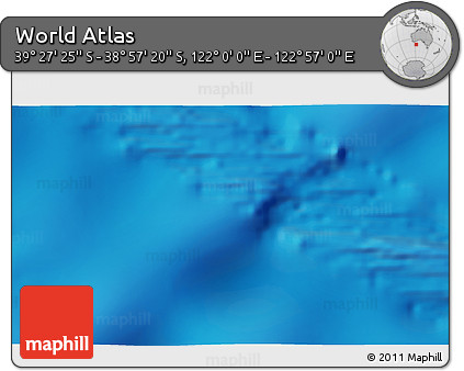 Physical 3D Map of the Area around 39° 12' 22" S, 122° 28' 29" E