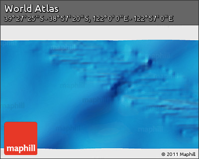 Physical 3D Map of the Area around 39° 12' 22" S, 122° 28' 29" E