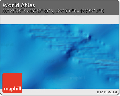 Physical 3D Map of the Area around 39° 12' 22" S, 122° 28' 29" E