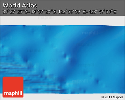 Physical 3D Map of the Area around 39° 12' 22" S, 123° 19' 29" E