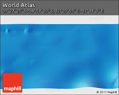Physical 3D Map of the Area around 39° 12' 22" S, 12° 49' 29" E