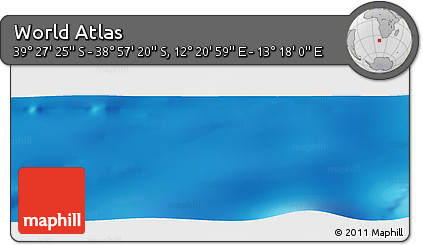 Physical Panoramic Map of the Area around 39° 12' 22" S, 12° 49' 29" E