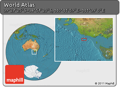 Satellite Location Map of the Area around 39° 12' 22" S, 141° 10' 30" E