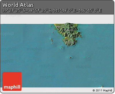 Satellite 3D Map of the Area around 39° 12' 22" S, 146° 16' 30" E