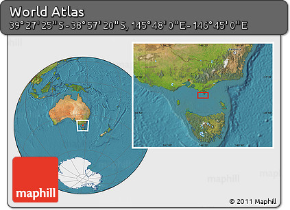 Satellite Location Map of the Area around 39° 12' 22" S, 146° 16' 30" E