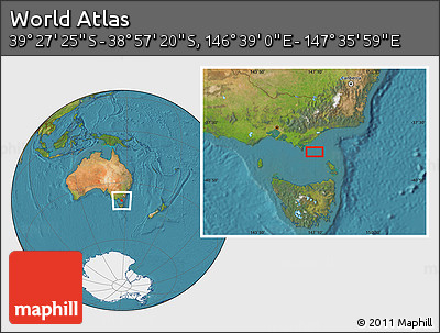 Satellite Location Map of the Area around 39° 12' 22" S, 147° 7' 30" E