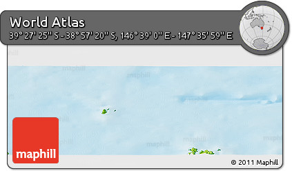 Physical Panoramic Map of the Area around 39° 12' 22" S, 147° 7' 30" E