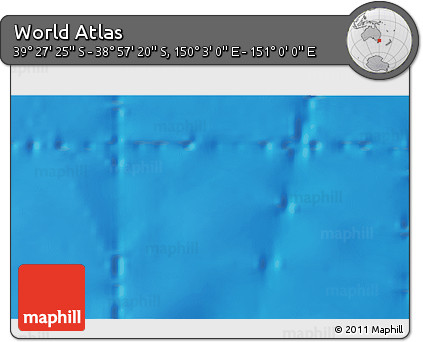 Physical 3D Map of the Area around 39° 12' 22" S, 150° 31' 30" E