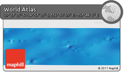 Physical Panoramic Map of the Area around 39° 12' 22" S, 157° 19' 29" E