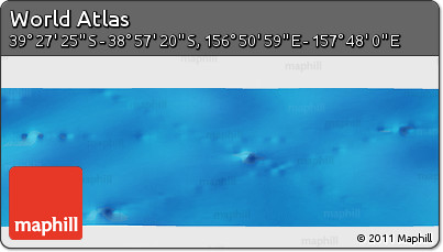Physical Panoramic Map of the Area around 39° 12' 22" S, 157° 19' 29" E