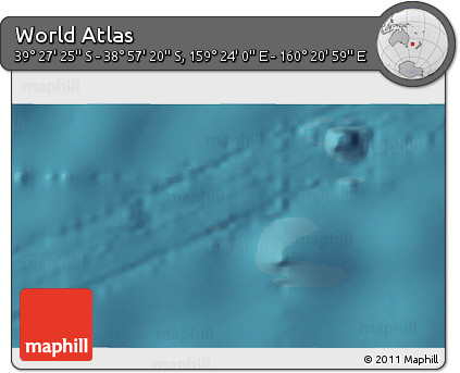 Satellite 3D Map of the Area around 39° 12' 22" S, 159° 52' 30" E