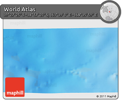 Shaded Relief 3D Map of the Area around 39° 12' 22" S, 164° 7' 30" E