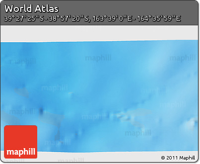 Shaded Relief 3D Map of the Area around 39° 12' 22" S, 164° 7' 30" E
