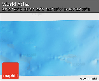 Shaded Relief 3D Map of the Area around 39° 12' 22" S, 164° 7' 30" E