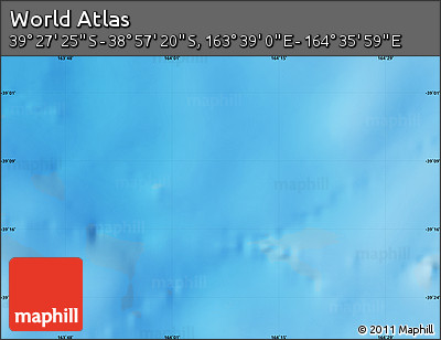 Physical Map of the Area around 39° 12' 22" S, 164° 7' 30" E