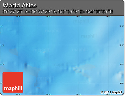 Physical Map of the Area around 39° 12' 22" S, 164° 7' 30" E