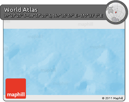 Physical 3D Map of the Area around 39° 12' 22" S, 170° 4' 29" E