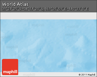 Physical 3D Map of the Area around 39° 12' 22" S, 170° 4' 29" E
