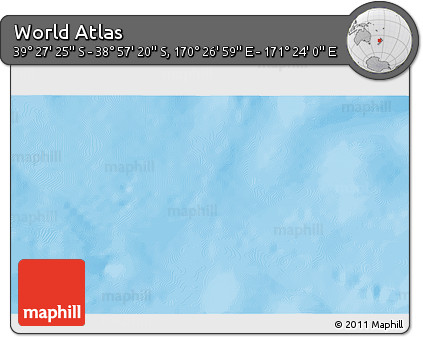 Physical 3D Map of the Area around 39° 12' 22" S, 170° 55' 30" E