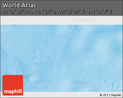 Physical 3D Map of the Area around 39° 12' 22" S, 170° 55' 30" E